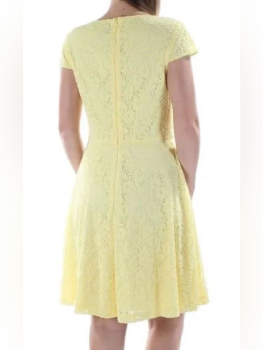 Ronni Nicole Lemon Yellow Lace Fit & Flare Dress. Size-10
